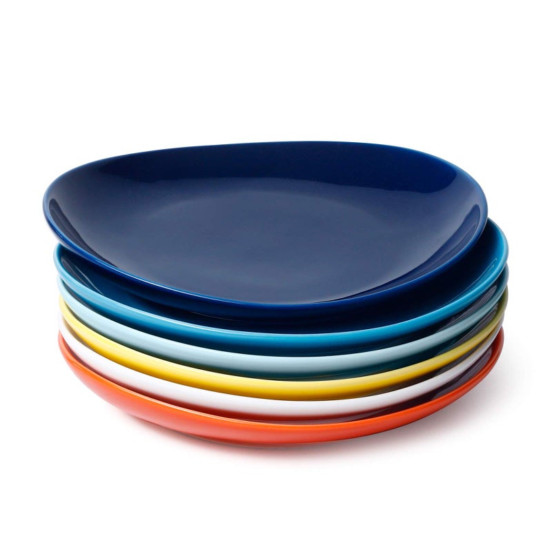 Sweese 7.8 Inch Porcelain Dessert Plates Set of 6 - Dishwasher, Microwave, Oven Safe, Chip-Resistant - Rainbow Palette - Image 1